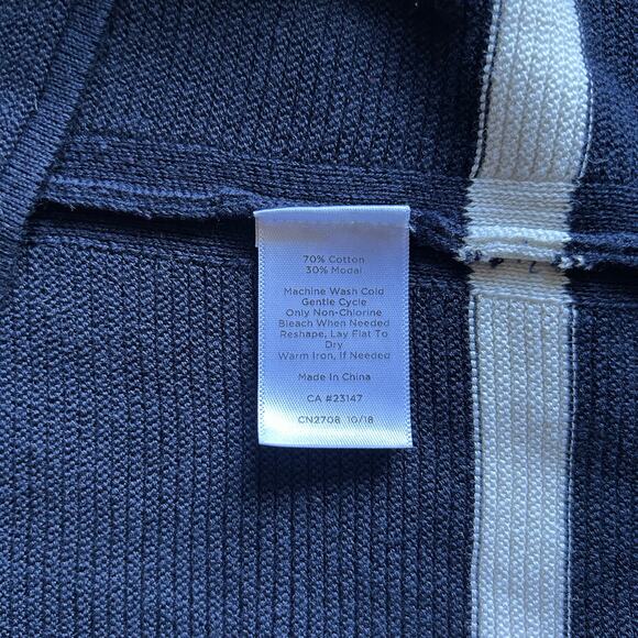 Talbots Navy Blue/White Striped Crewneck Ribbed Sleeveless Sweater Size Small - Picture 7 of 7